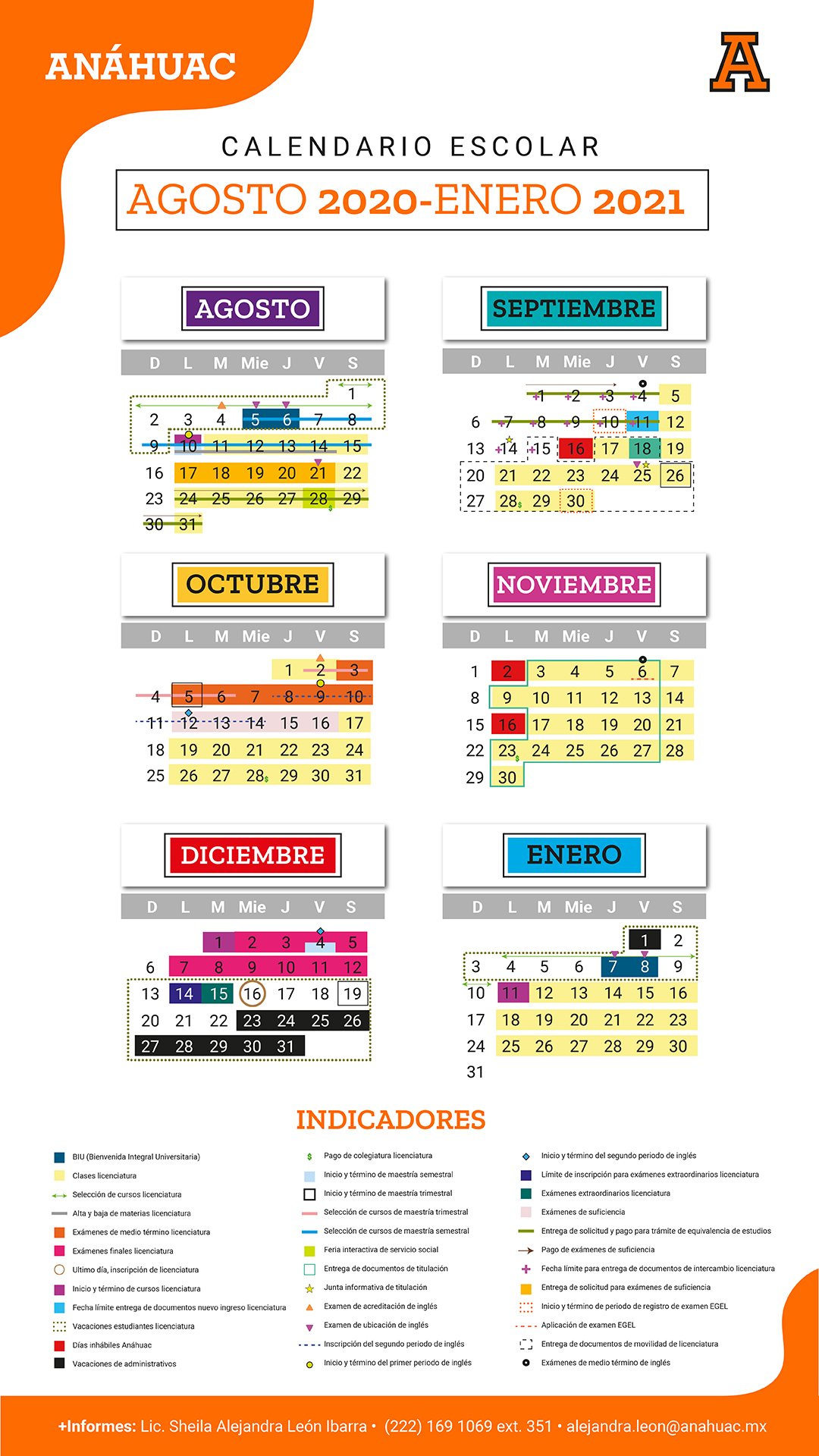 Calendario Universitario Universidad Anáhuac Puebla