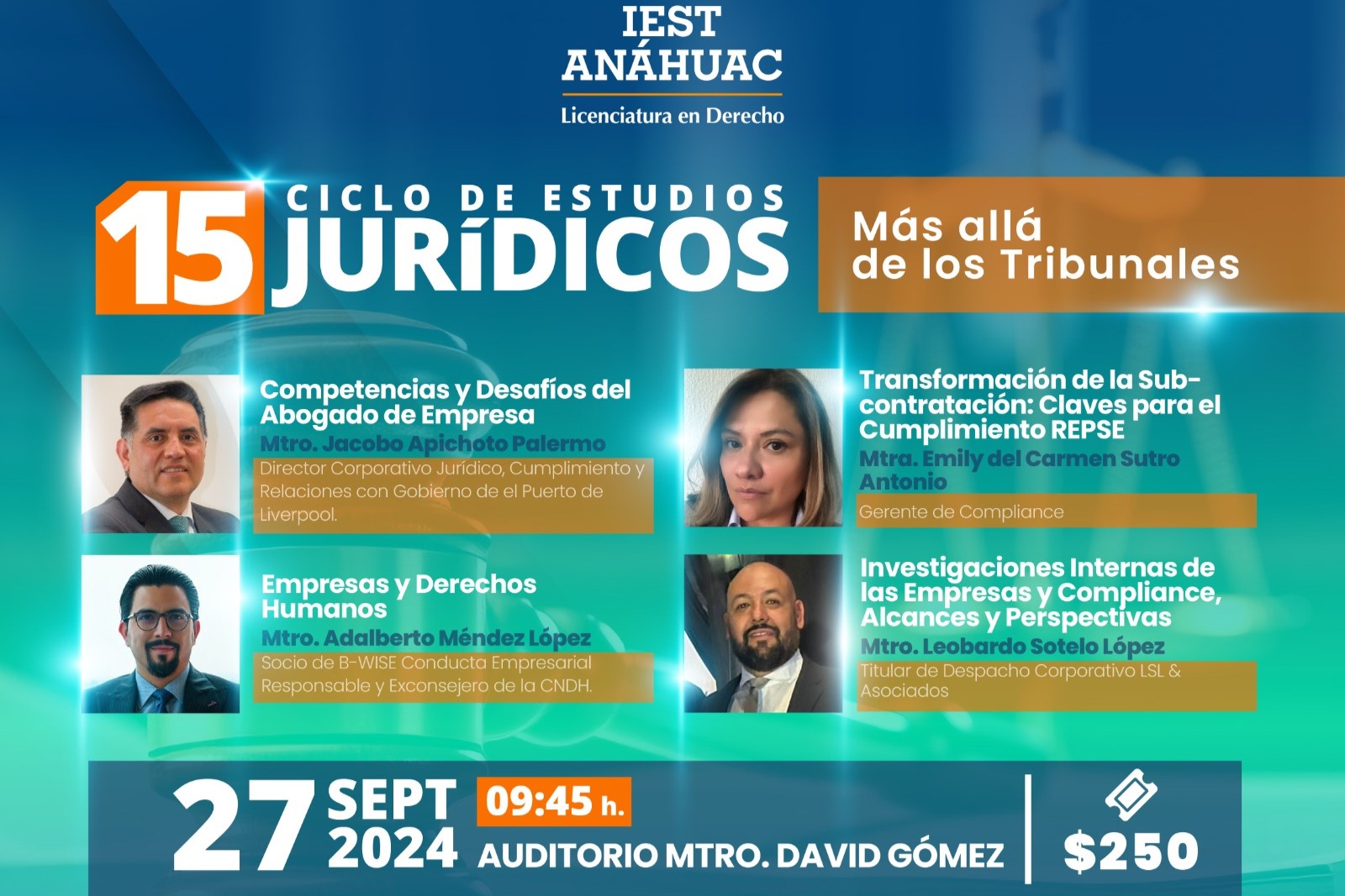 Publicidad del 15o Ciclo de Estudios Jurídicos.