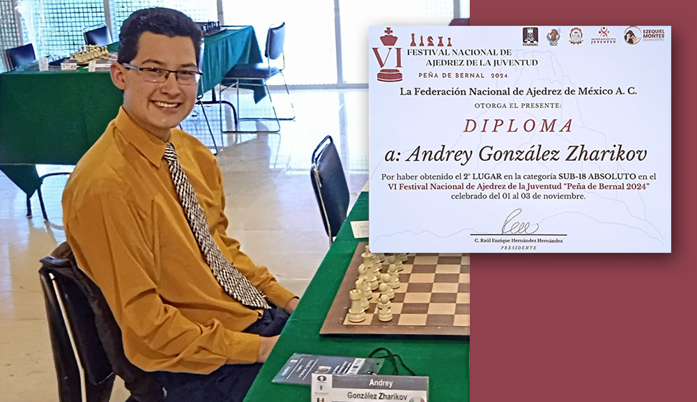 Andrey González Zharikov, subcampeón a nivel nacional en Torneo de Ajedrez