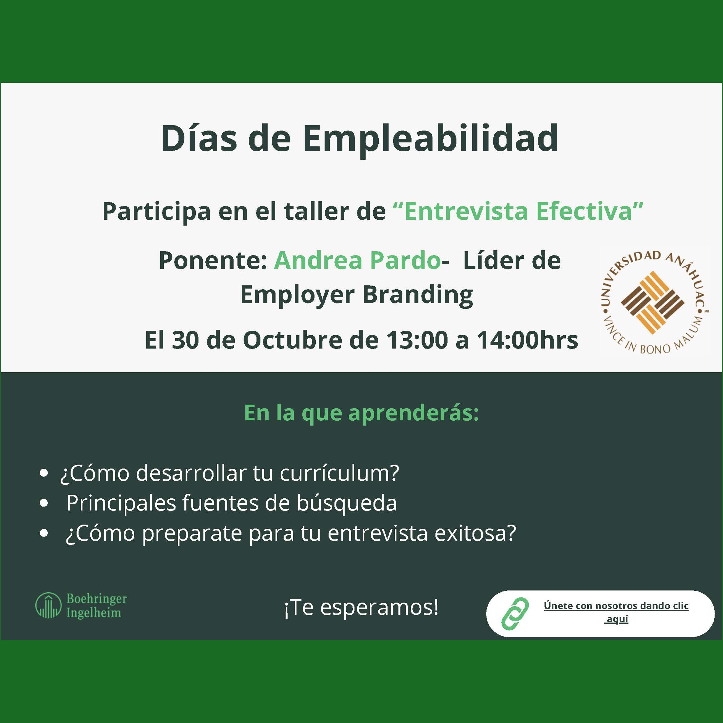 Participa en el taller "Entrevista efectiva"