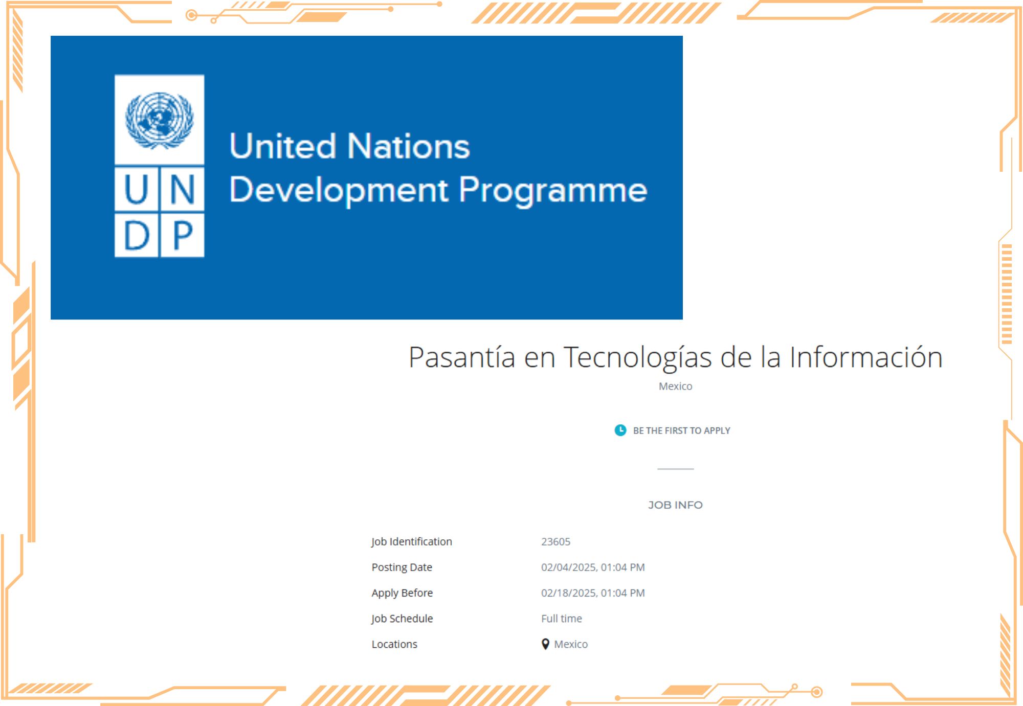 UNDP | Pasantía en Tecnologías de la Información