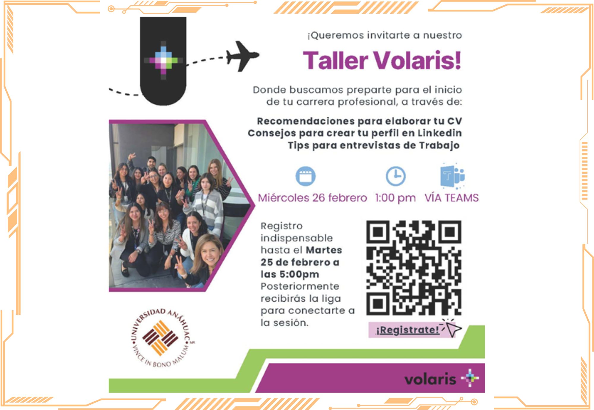 Elabora tu CV con Volaris