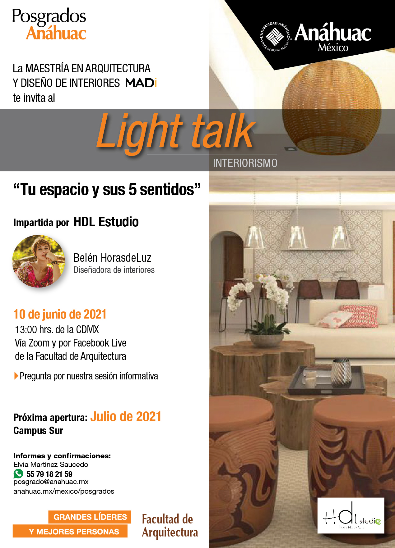 Light talk de Arquitectura "Tu espacio y tus 5 sentidos" ¡Únete!