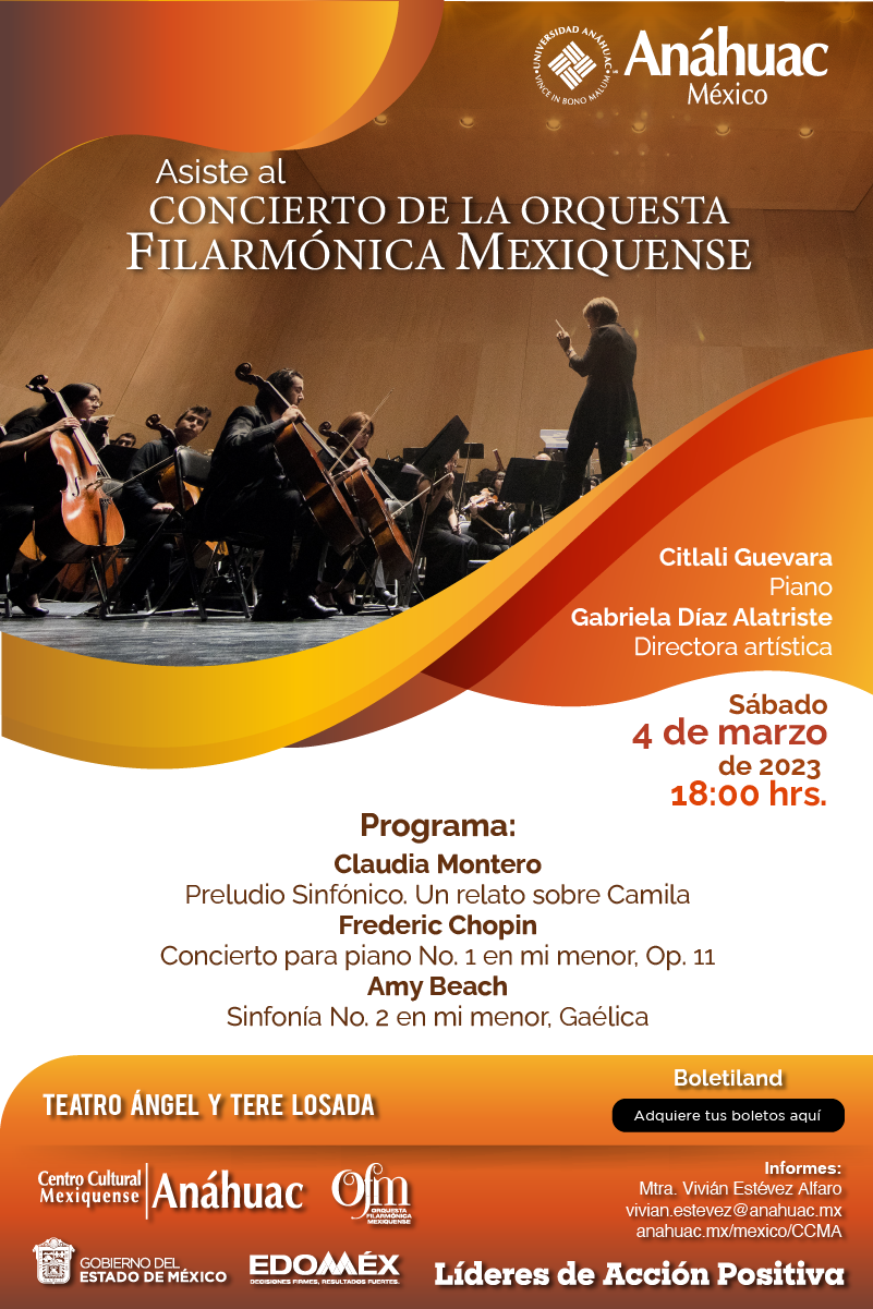 Asiste al concierto de la Orquesta Filarmónica Mexiquense en el marco del día de la mujer.