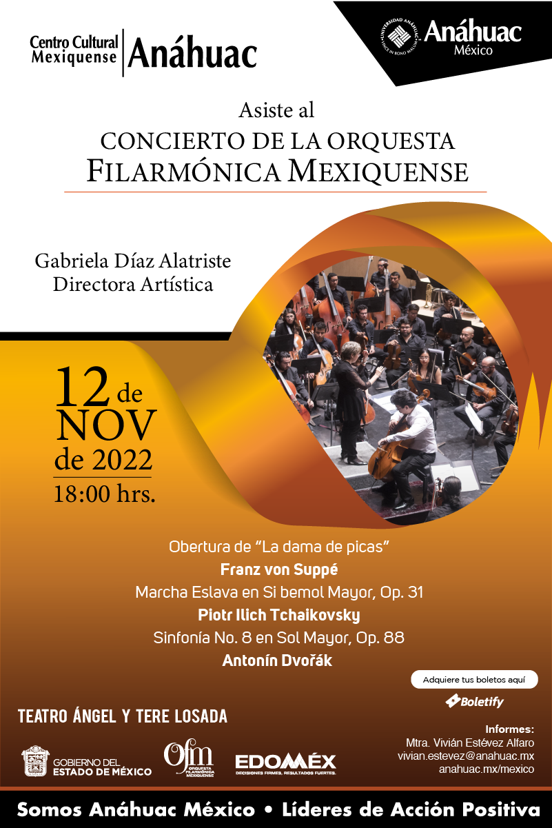 Asiste al concierto de la Orquesta Filarmónica Mexiquense este 12 de noviembre