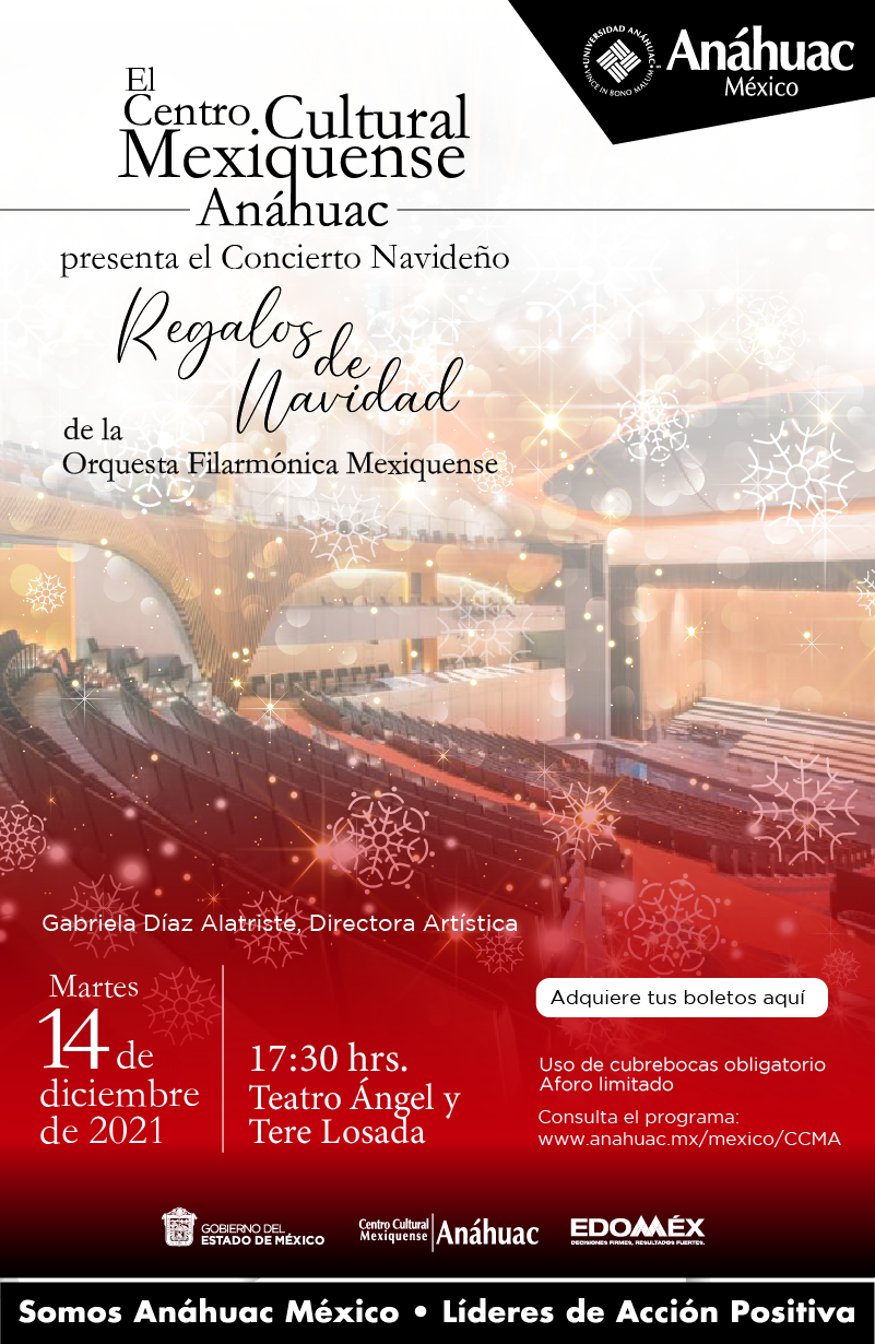 Asiste al Concierto Navideño de la OFM en el Teatro Ángel y Tere Losada. 14 diciembre