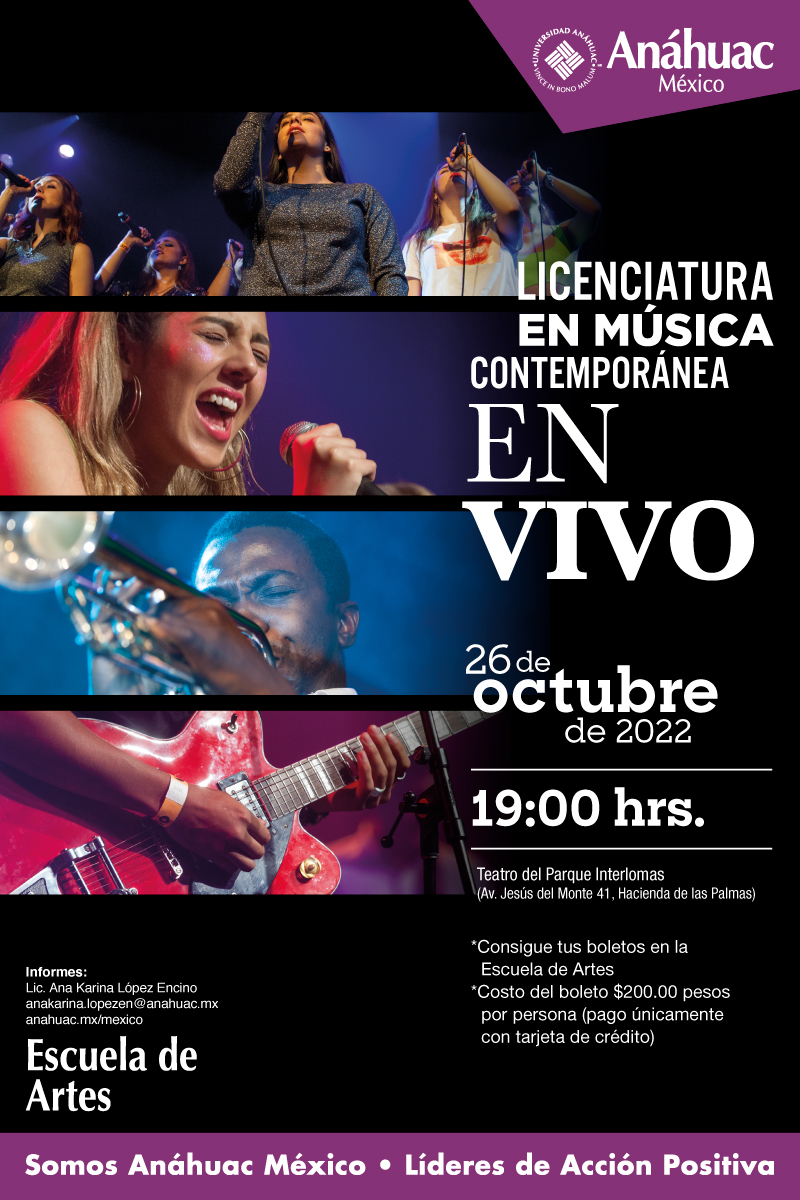 Asiste al concierto "En Vivo" de la Lic. en Música Contemporánea 