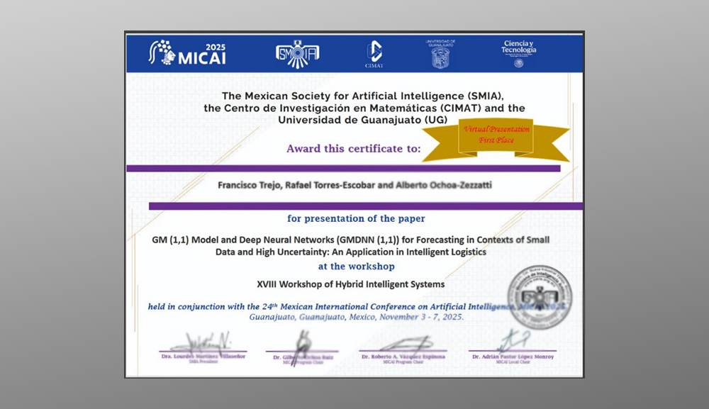 Egresado del Doctorado en Ingeniería Industrial, primer lugar en el MICAI 