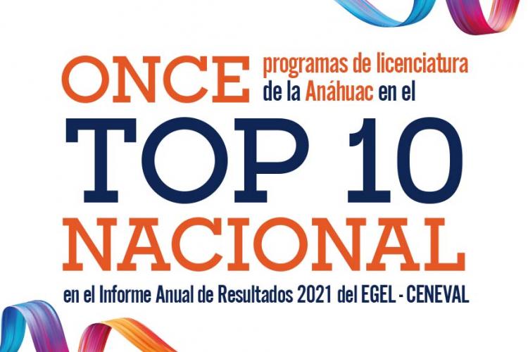 Once licenciaturas de la Anáhuac en el top ten nacional del Informe Anual de Resultados 2021 del EGEL