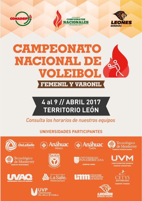 Ver en pantalla completa Campeonato Nacional de Voleibol CONADEIP Primavera 2017