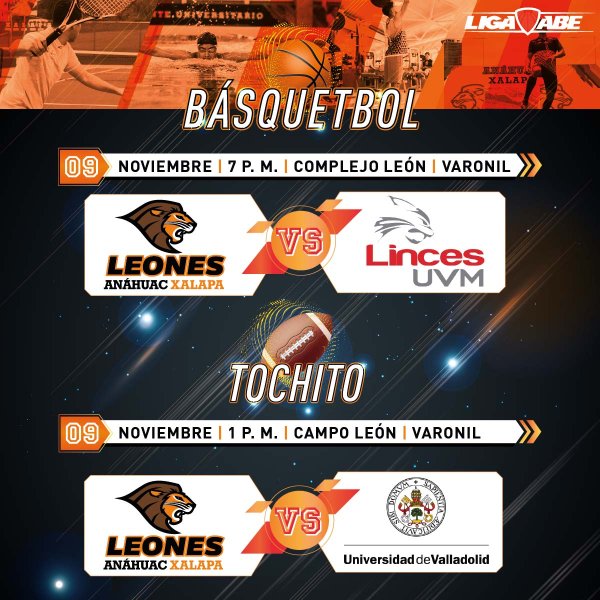 Ver en pantalla completa Ruge con Nosotros: Tochito Varonil y Básquetbol ABE