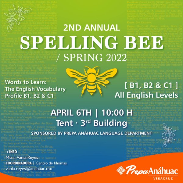 Ver en pantalla completa 2nd Annual Spelling Bee Spring 2022