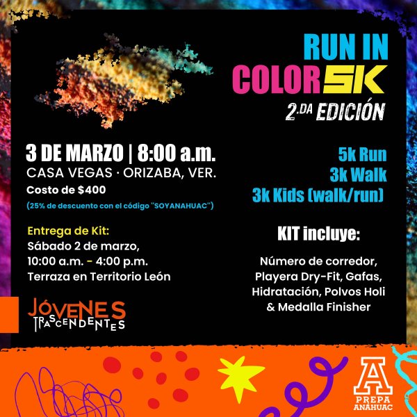 Ver en pantalla completa Run In Color 5K: Segunda Edición
